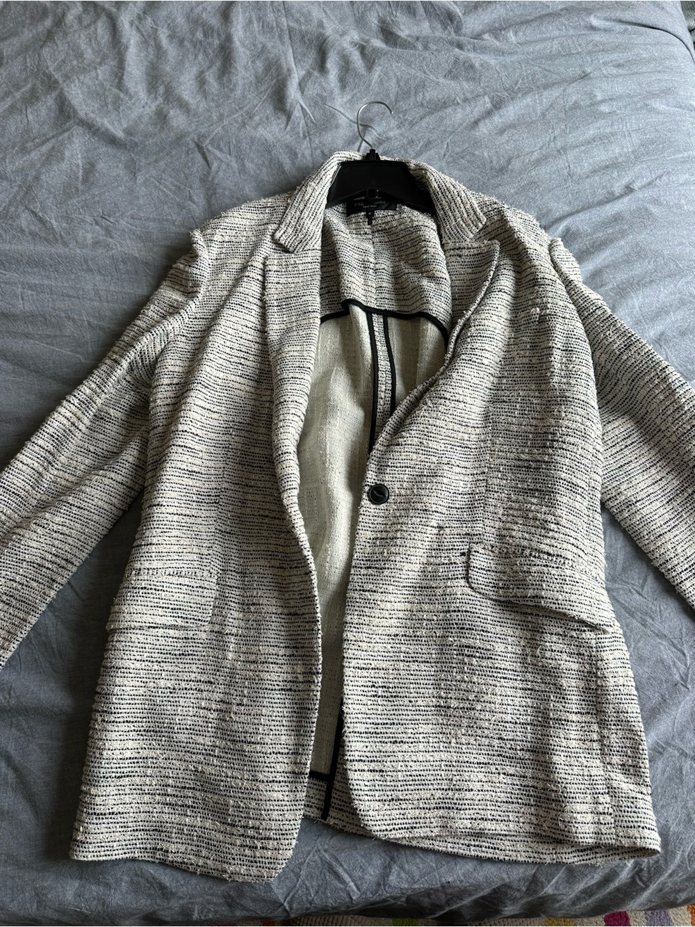 rag & bone Ivory and Black Open Weave Knit Blazer